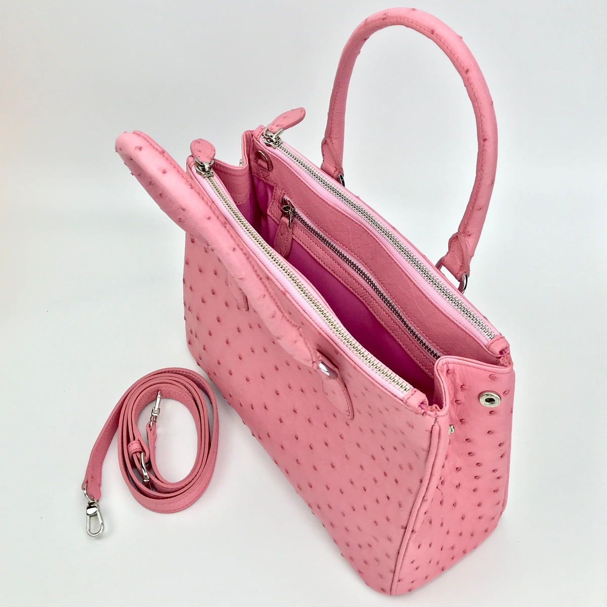 Ostrich skin Leather Bright Pink SF Color