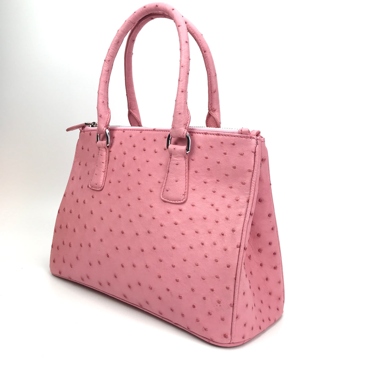 Ostrich skin handbag in Pink color – Lotus Gallery