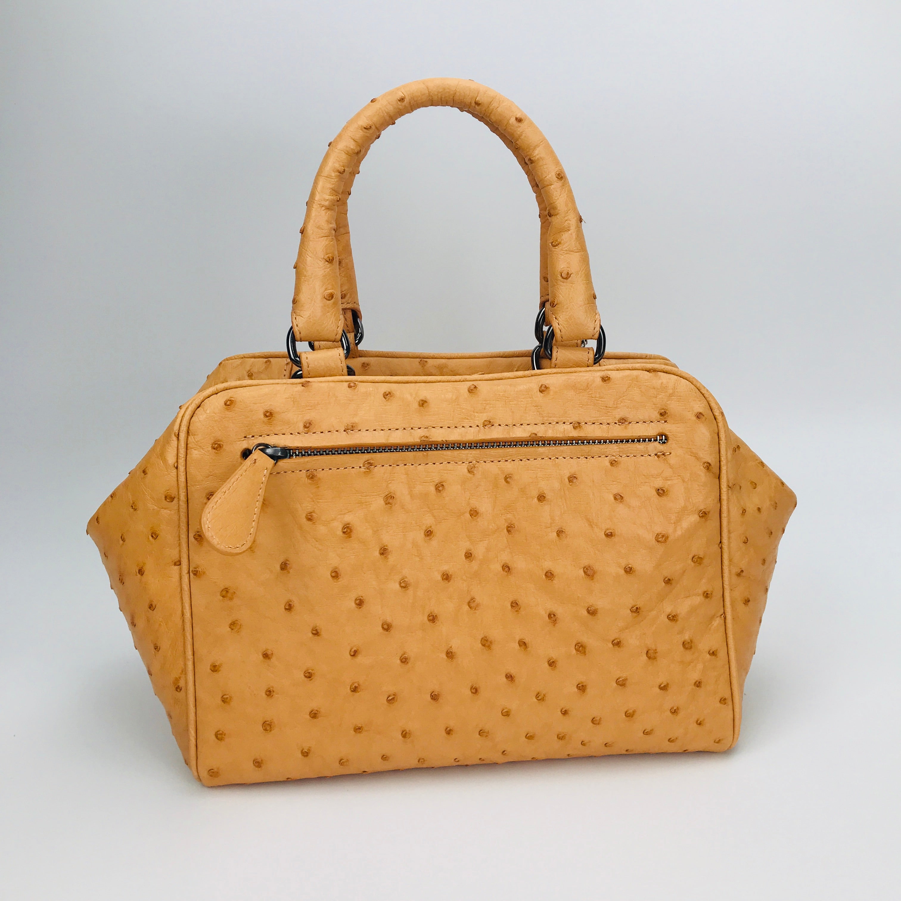 4 ** last price cut!!** Ostrich × leather half Point shoulder bag handbag  SOLITAIRE NOATD8831628 Camel : Real Yahoo auction salling