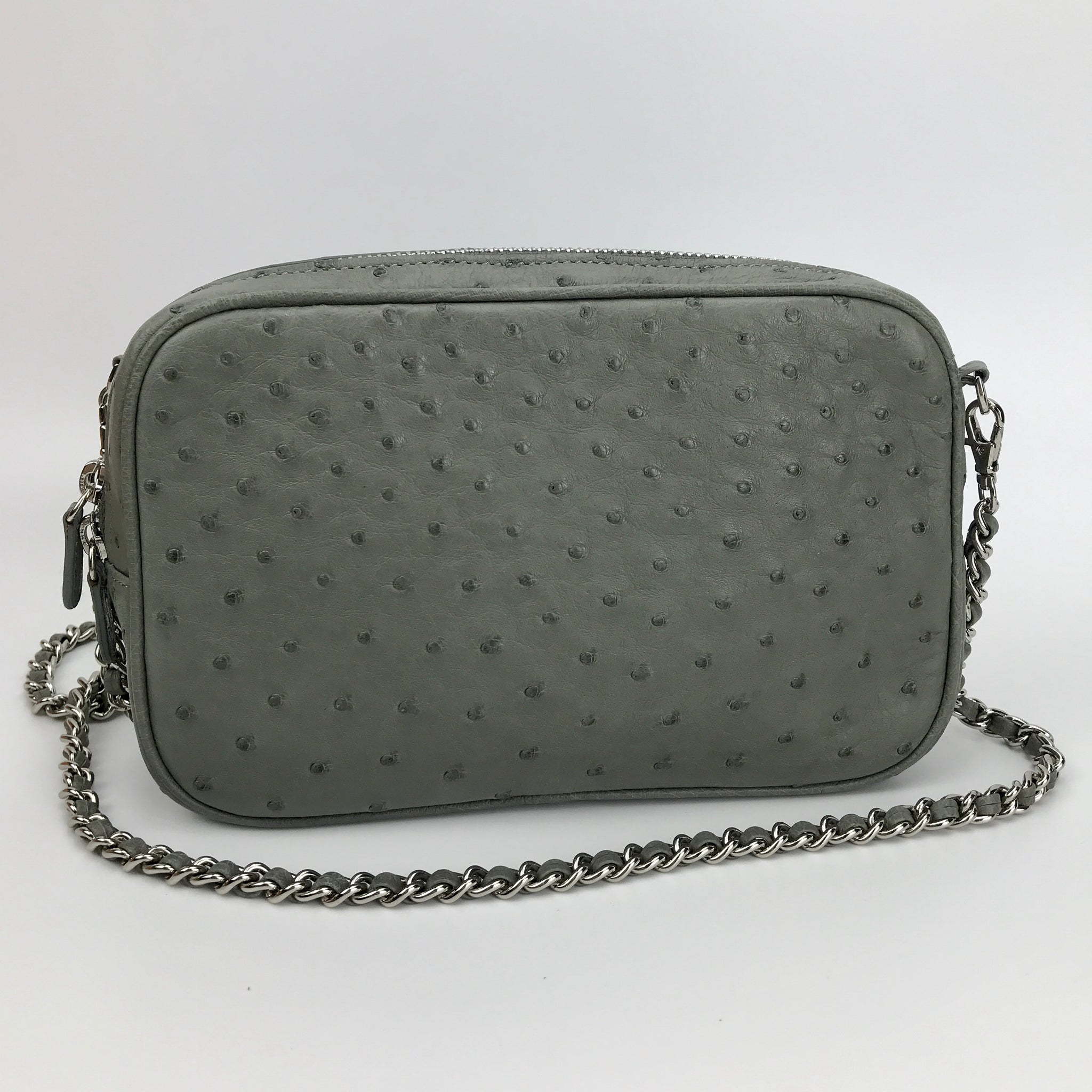 Valentino Vsling Ostrich Leather Wallet On Chain