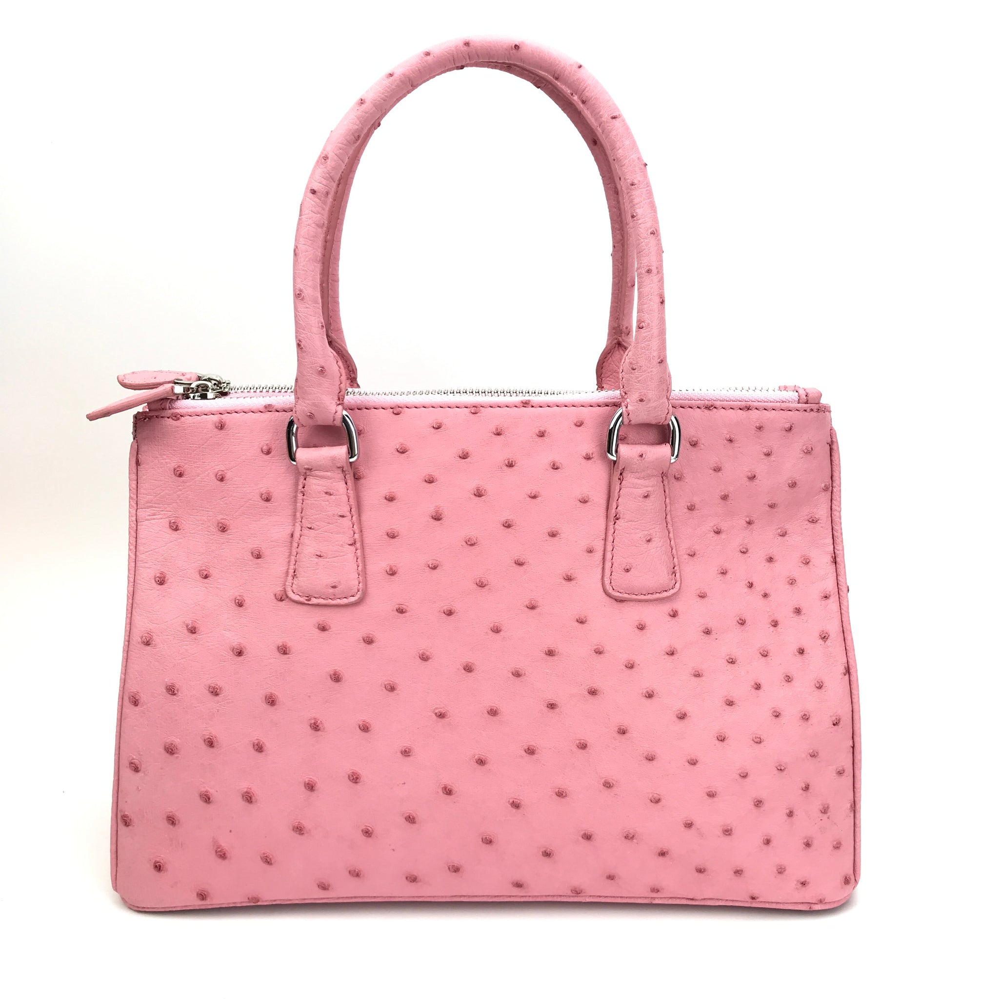Ostrich skin handbag in Pink color – Lotus Gallery